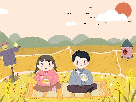 一组产品包装上的插画 好好吃饭