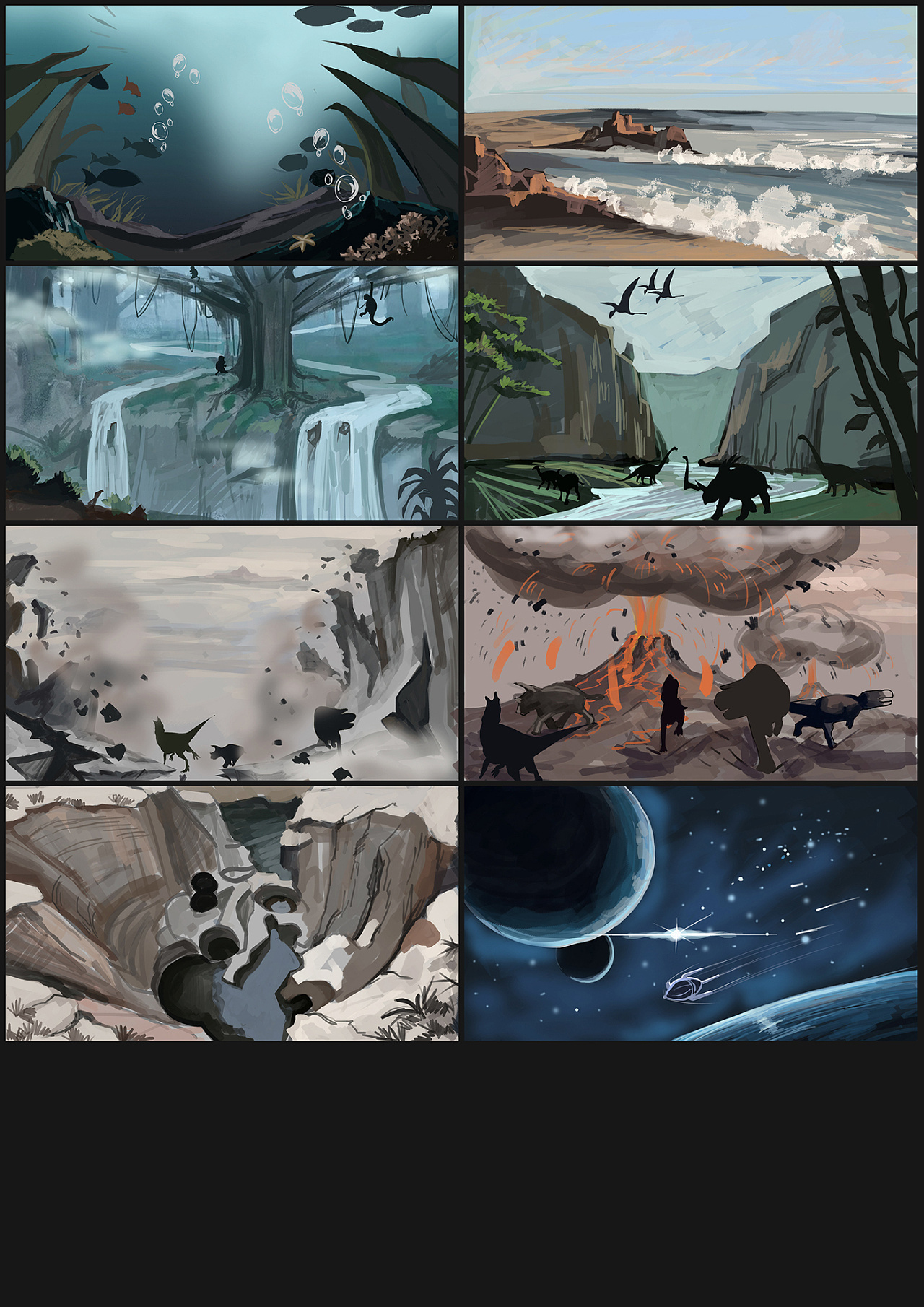 彩色 分镜头和场景和插画