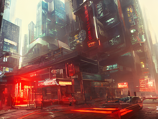 #AI创作实验室#鲤鱼在城市里,跃红色的门