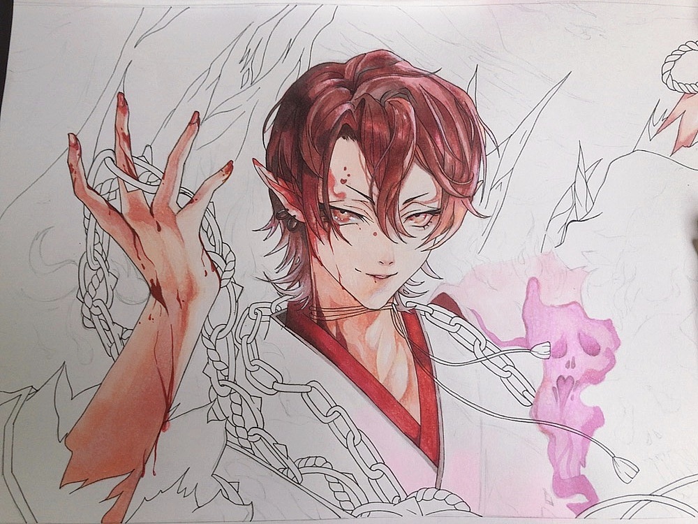 临摹阴阳师插画|纯艺术|绘画|阿蹲蹲 - 临摹作品 - 站酷 (zcool)