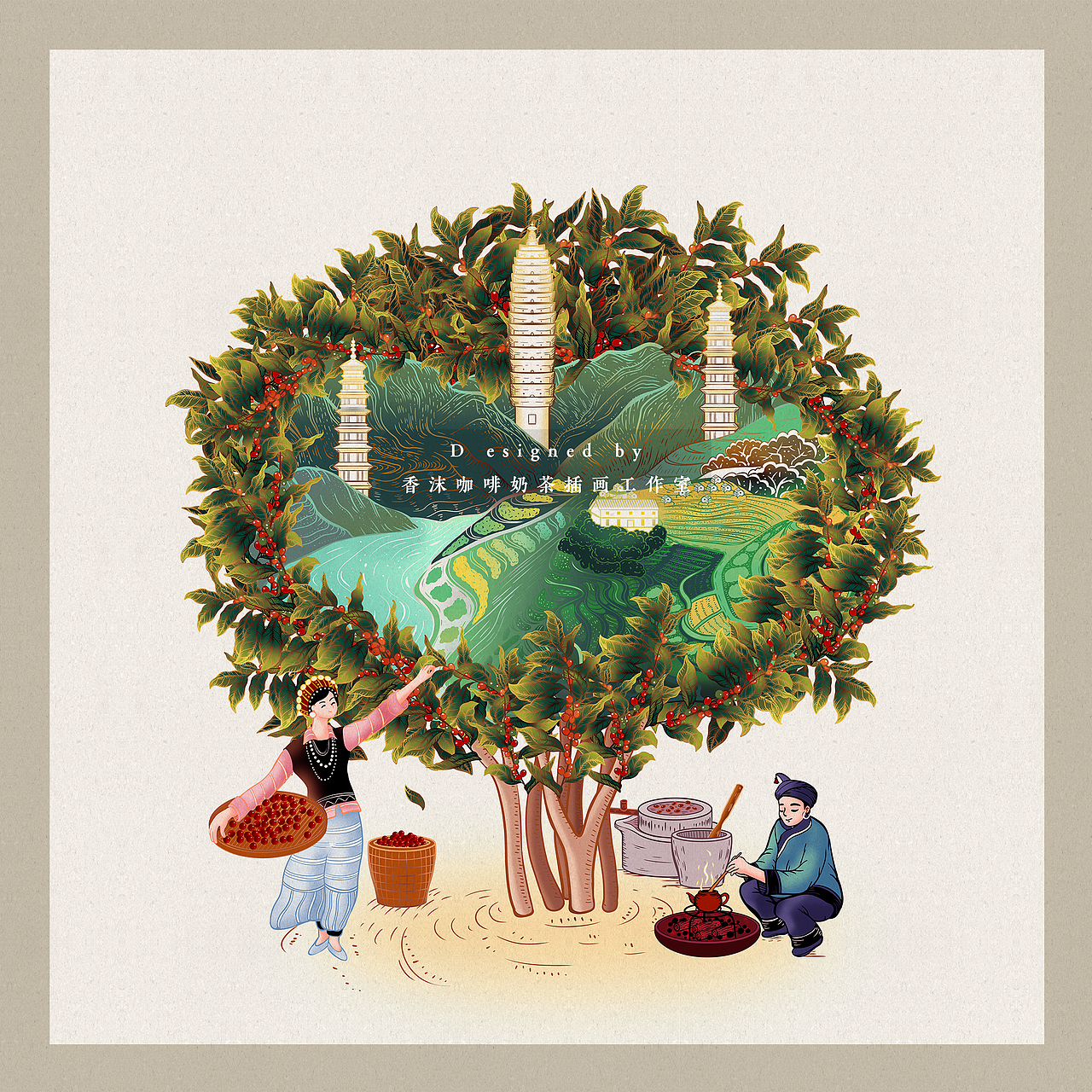 百年尚味·咖啡包装插画(图ZMjk2MTA3MDg0) - 商业插画 - 站酷设计师香沫咖啡奶茶原创素材 - 站酷ZCOOL