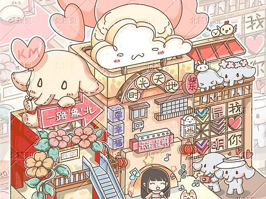 昆明文创小象治愈系小场景插画