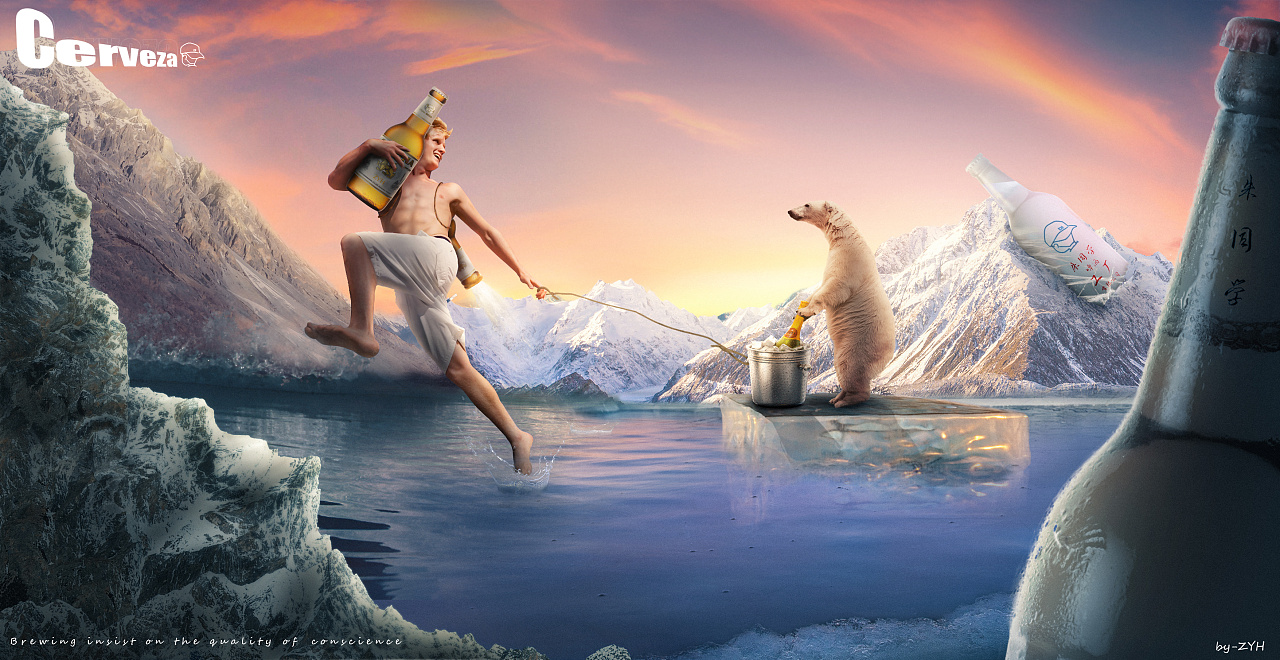 啤酒广告创意合成|平面|海报|朱同学zyh - 原创作品 - 站酷 (zcool)