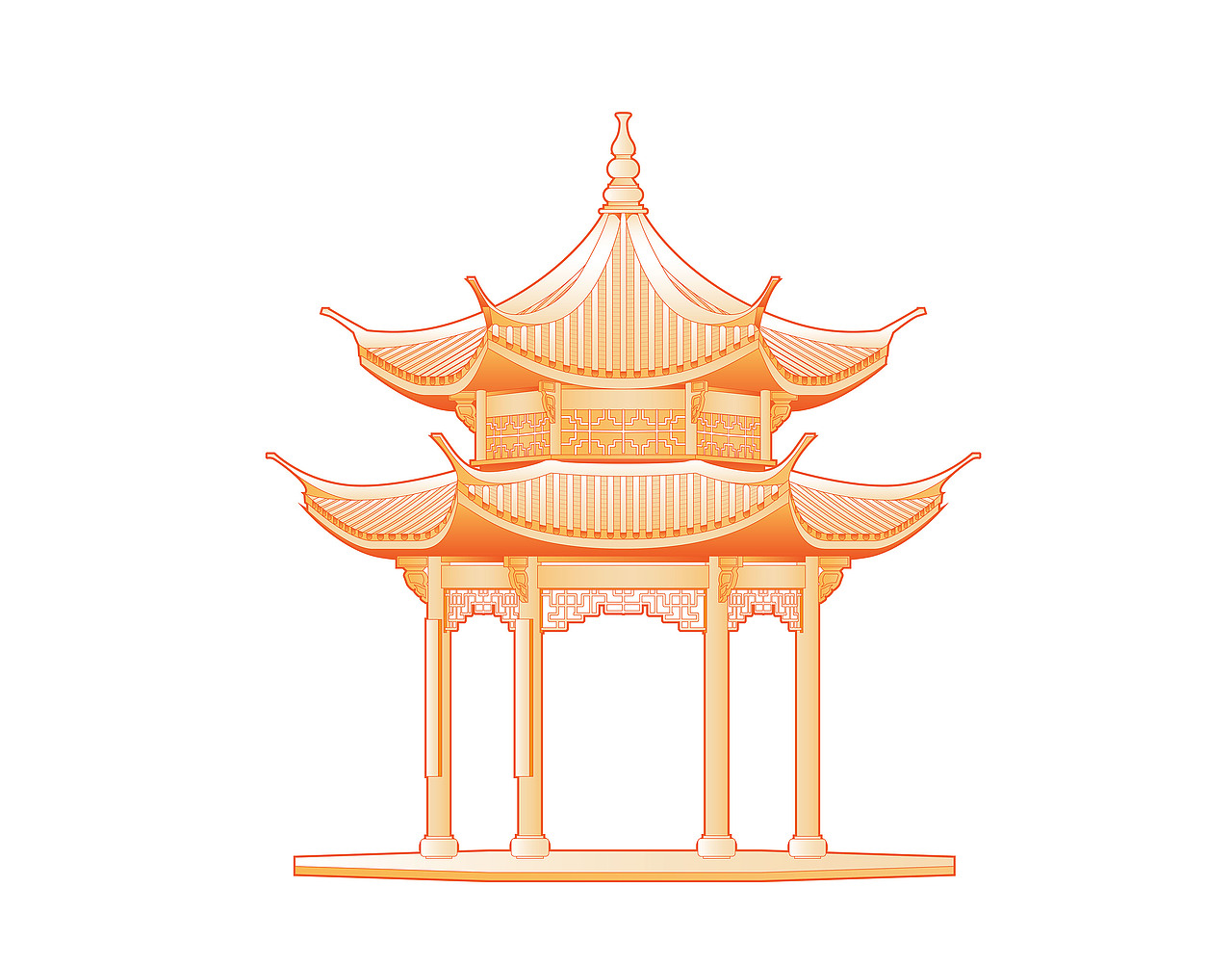 杭州集贤亭矢量建筑插画