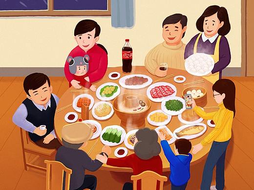 新年团圆饭插画习作