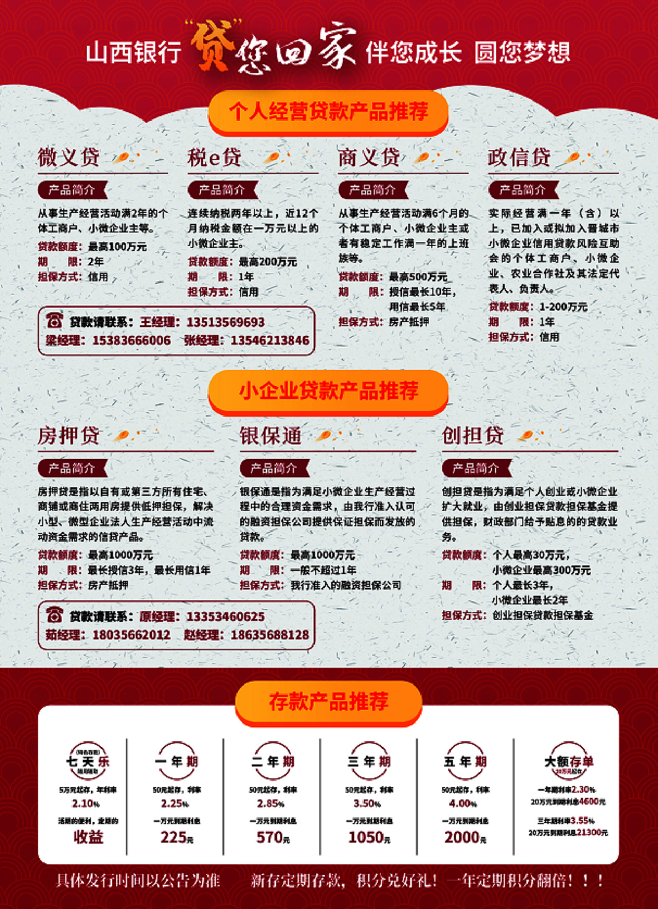 山西银行宣传单+展架