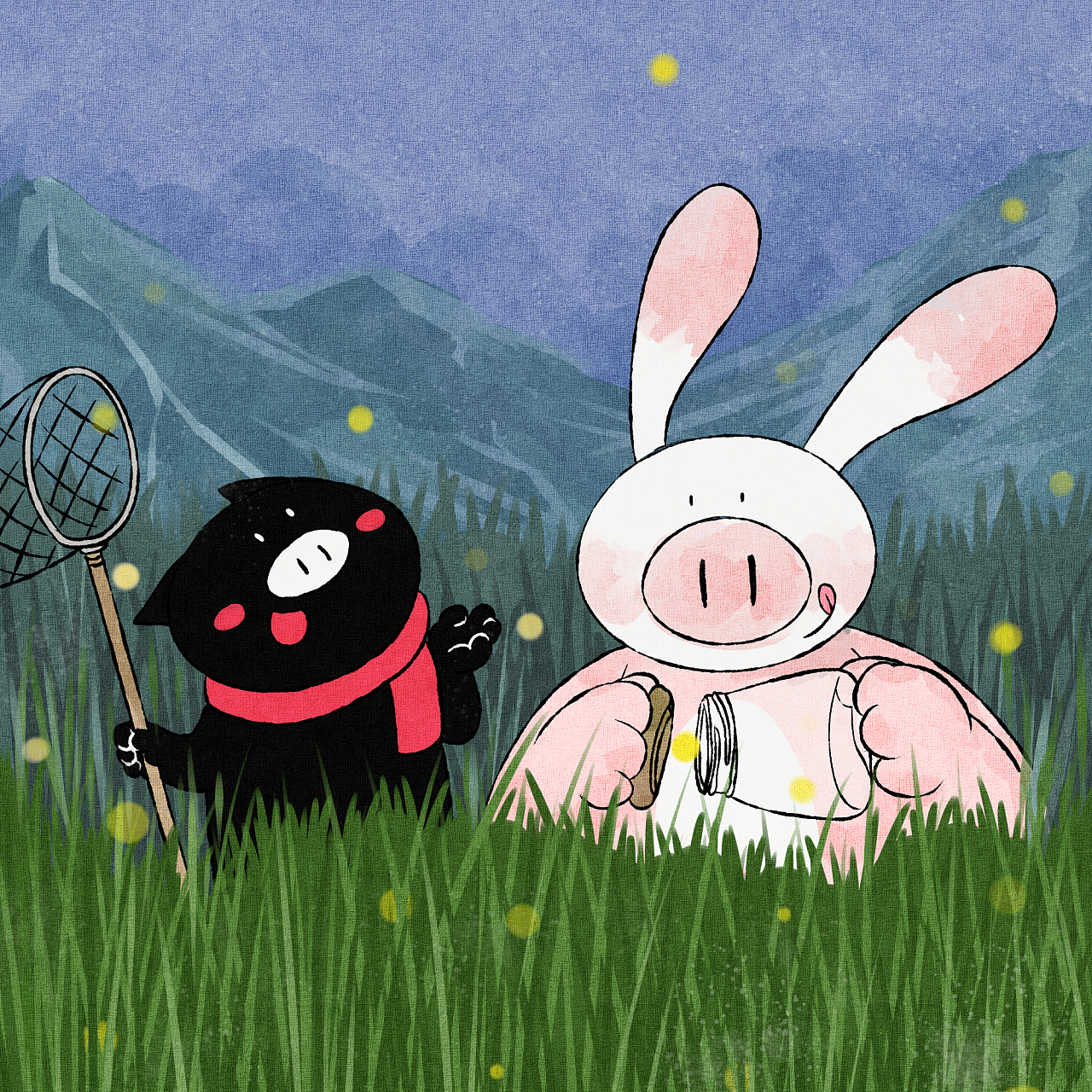 兔居与黑皮猪|插画|儿童插画|蔬女动漫工作室 - 原创作品 - 站酷