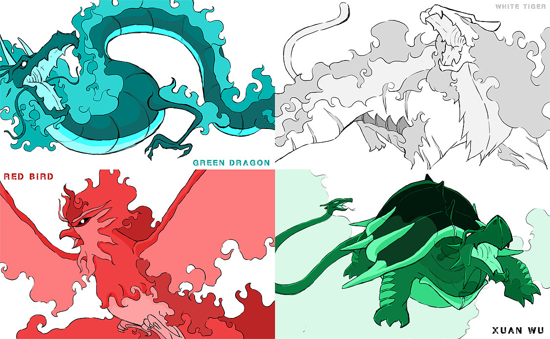 四大神兽的人兽形态设计