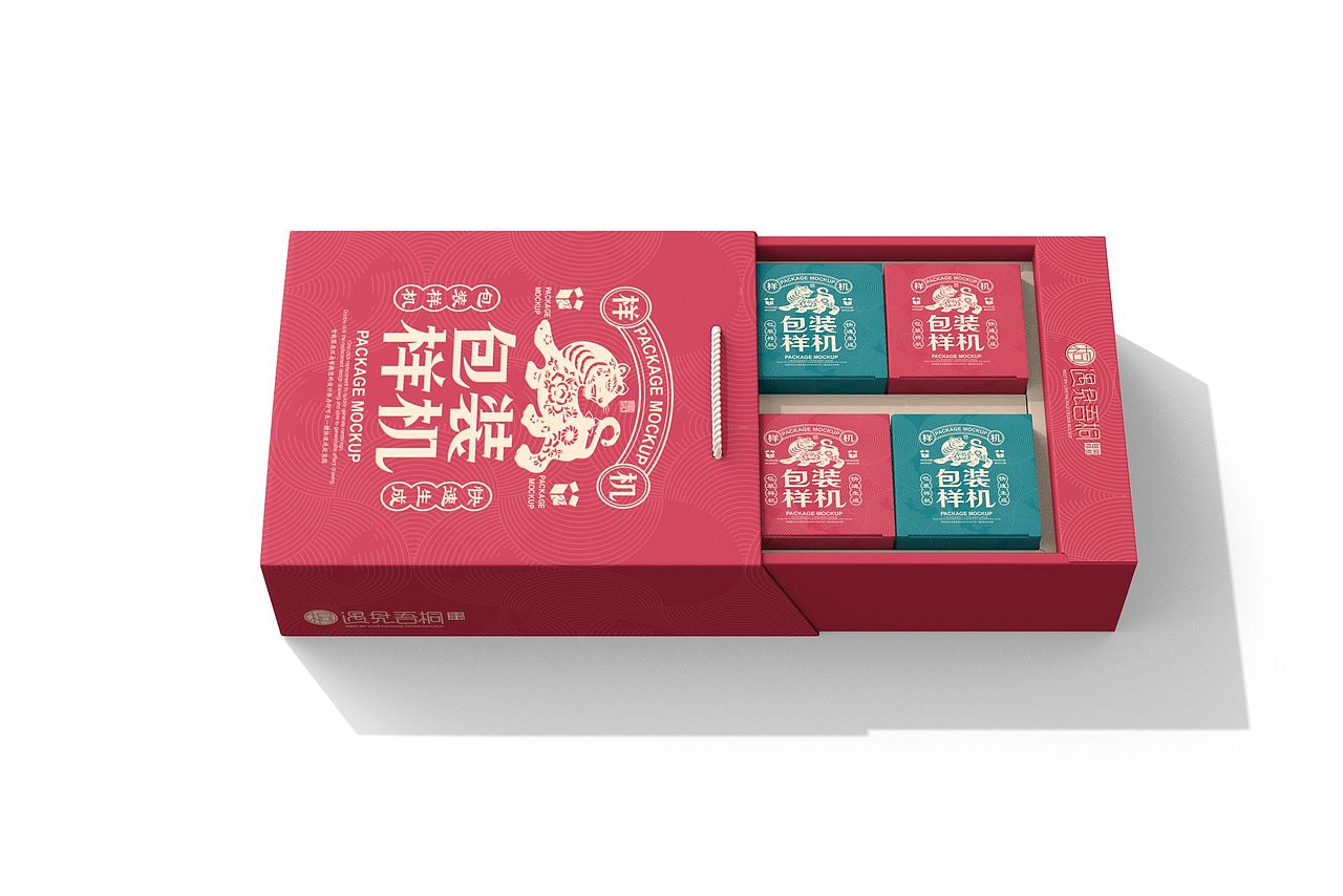 原创样机中国风抽屉盒国潮抽拉礼盒样机