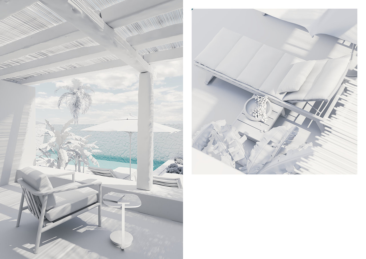 户外家具｜希腊式「侘寂」高水平产品渲染（图ZMjY4MTk2NDY0） - 场景 - 站酷设计师像素引力原创素材 - 站酷ZCOOL