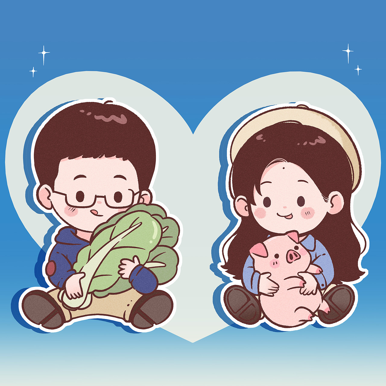 情侣周边&头像~猪拱白菜系列