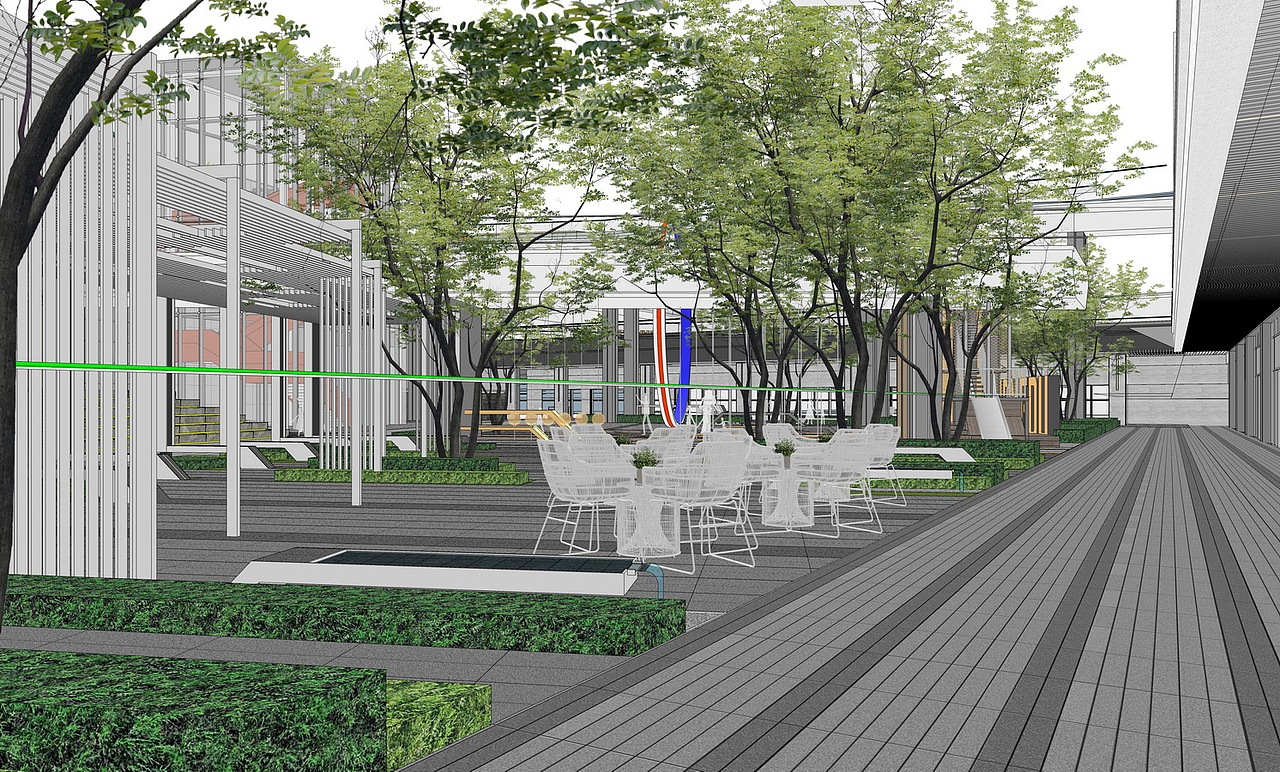 成都万科高线公园景观SU模型下载