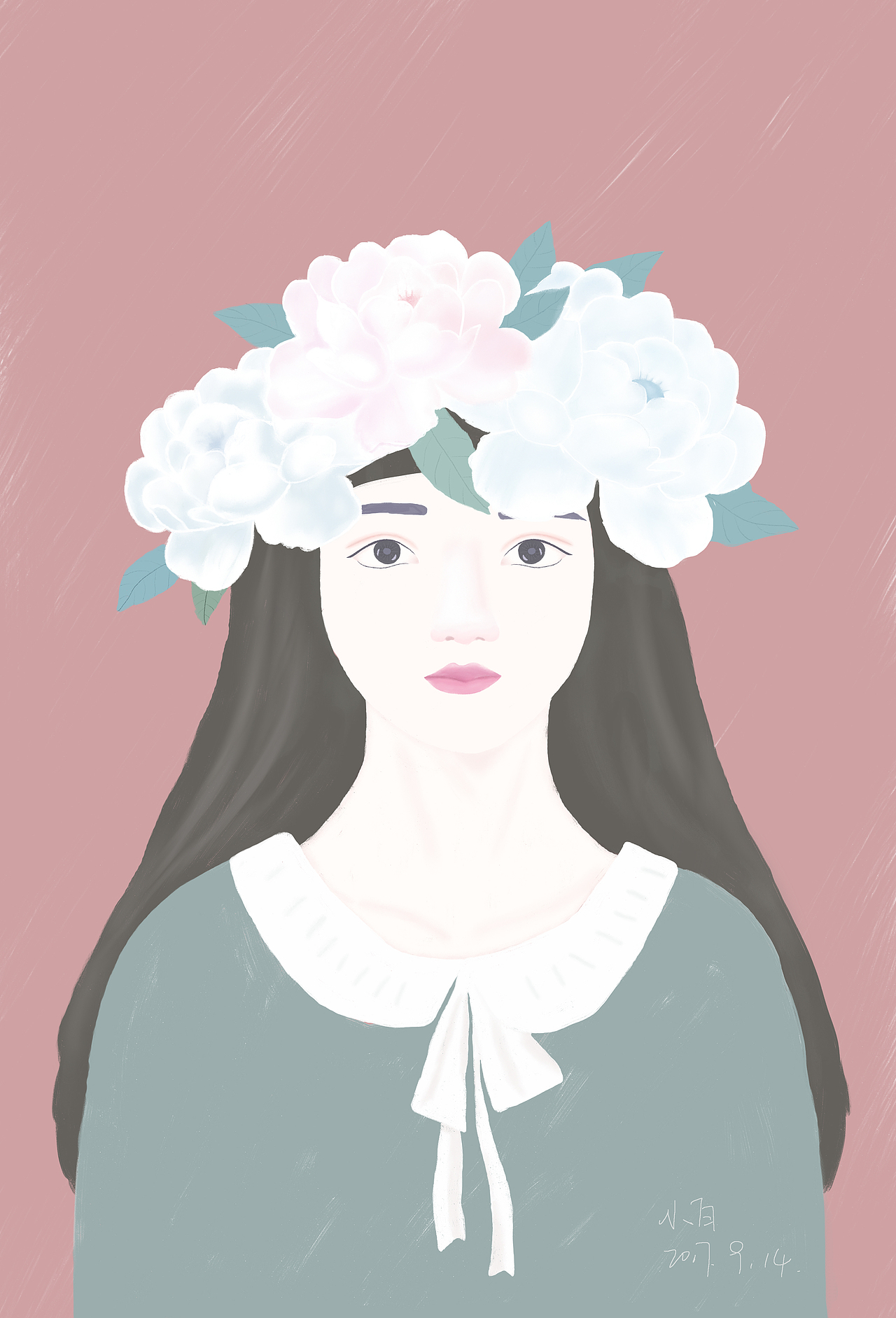 女孩与花临摹（图ZOTIzMjc3MjA=） - 艺术插画 - 站酷设计师时代馨儿原创素材 - 站酷ZCOOL