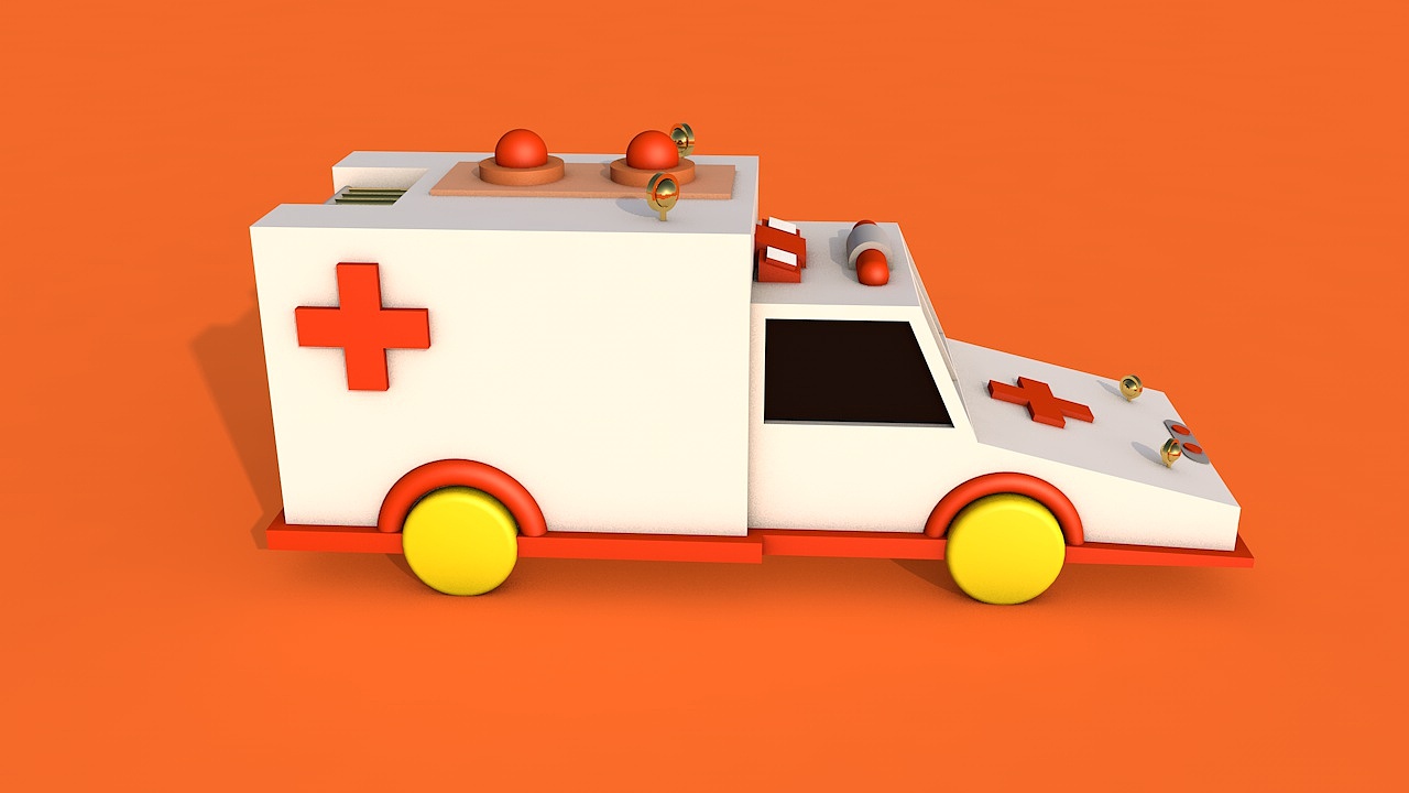 c4d建模学习卡通救护车的建模打造