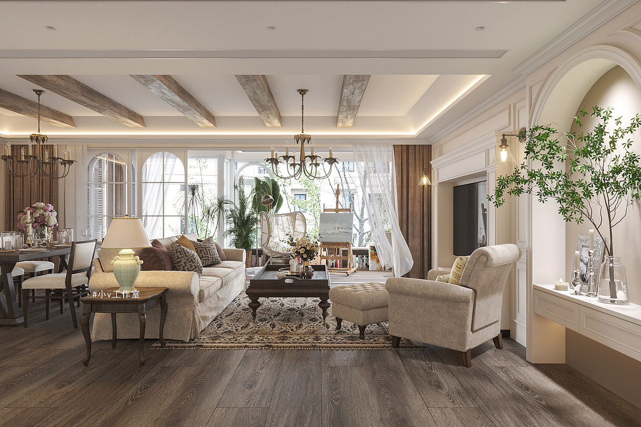 复古休闲风（图ZMjY5NTc4ODY4） - 家装设计 - 站酷设计师小v工作室原创素材 - 站酷ZCOOL