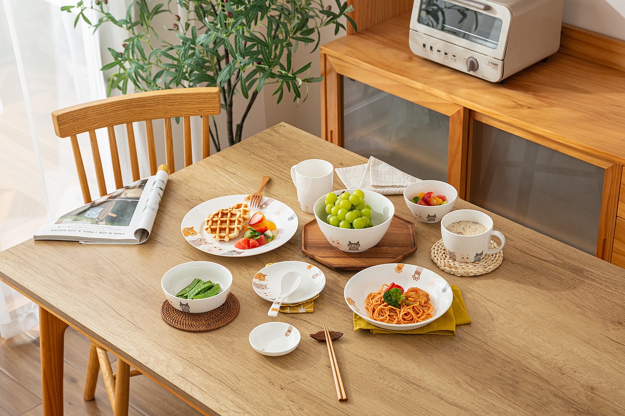 电商摄影|国产大眼猫系列餐具茶具