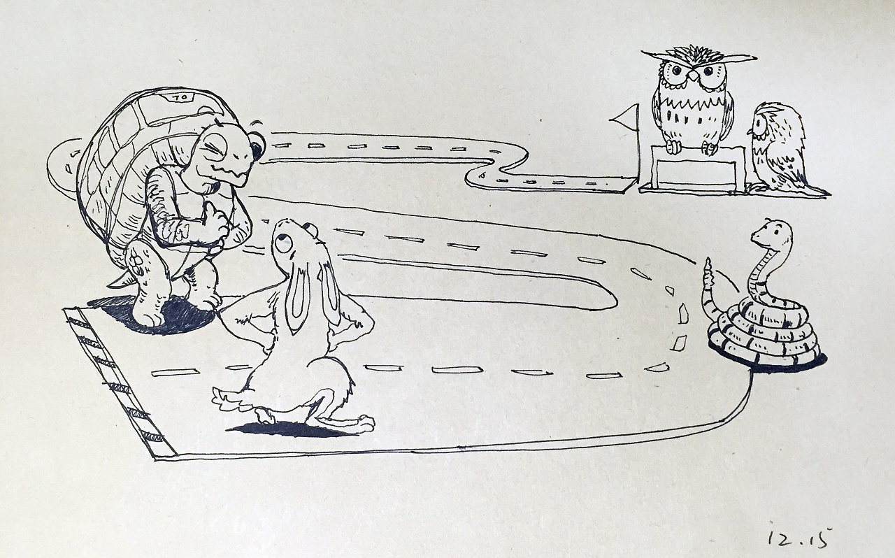 龟兔赛跑线描画图片