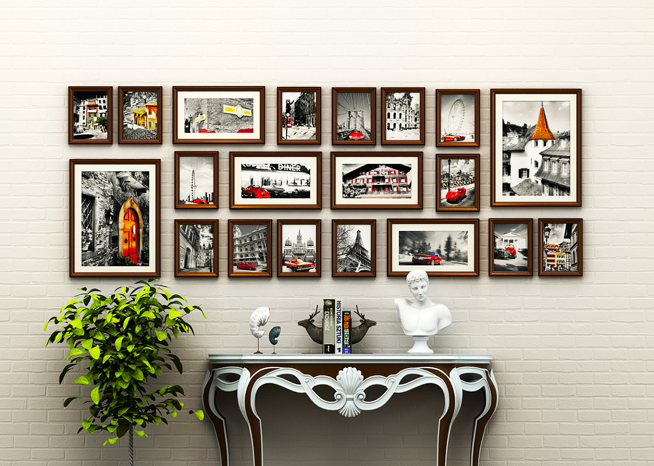 实木照片墙客厅组合挂墙相框 简约北欧实木相框-阿里巴巴