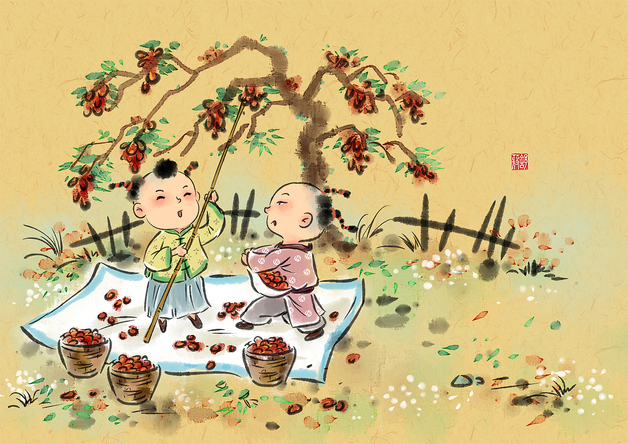 水墨风儿童插画国学经典