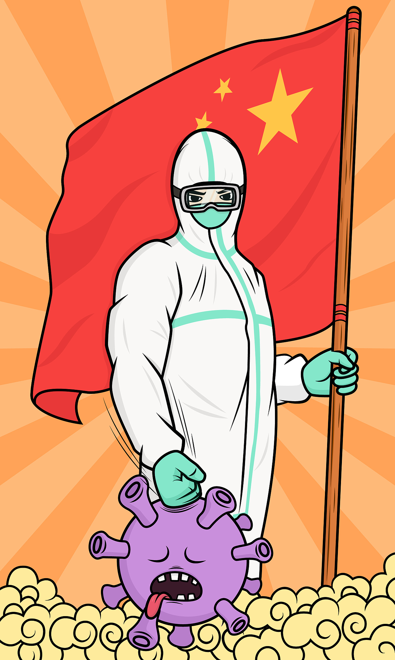 抗击疫情插画系列