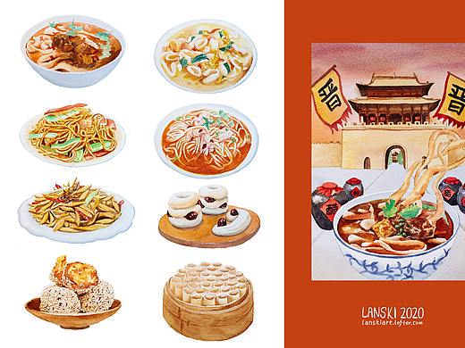 山西美食-水彩插画