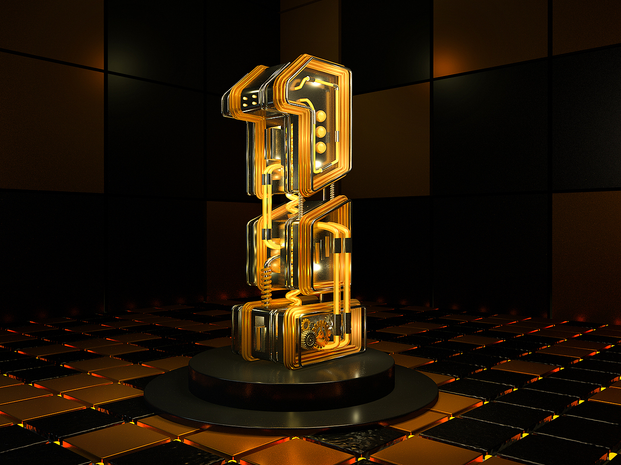 【C4D练习】机械字（图ZMTE0MzY3NDQw） - 其他三维 - 站酷设计师三豆士原创素材 - 站酷ZCOOL