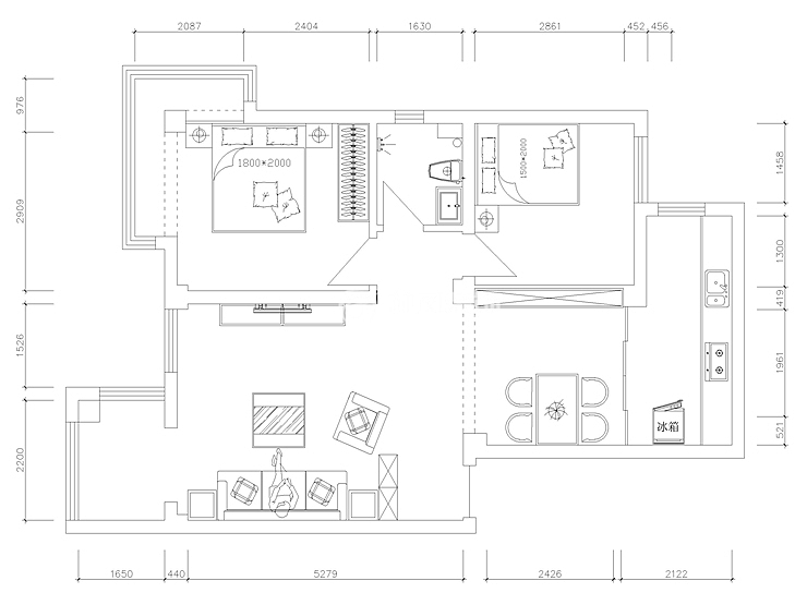 丽江苑100㎡现代风格两室两厅装修效果图（图ZMTg4Mzc5Nzk2） - 家装设计 - 站酷设计师林凤装饰原创素材 - 站酷ZCOOL