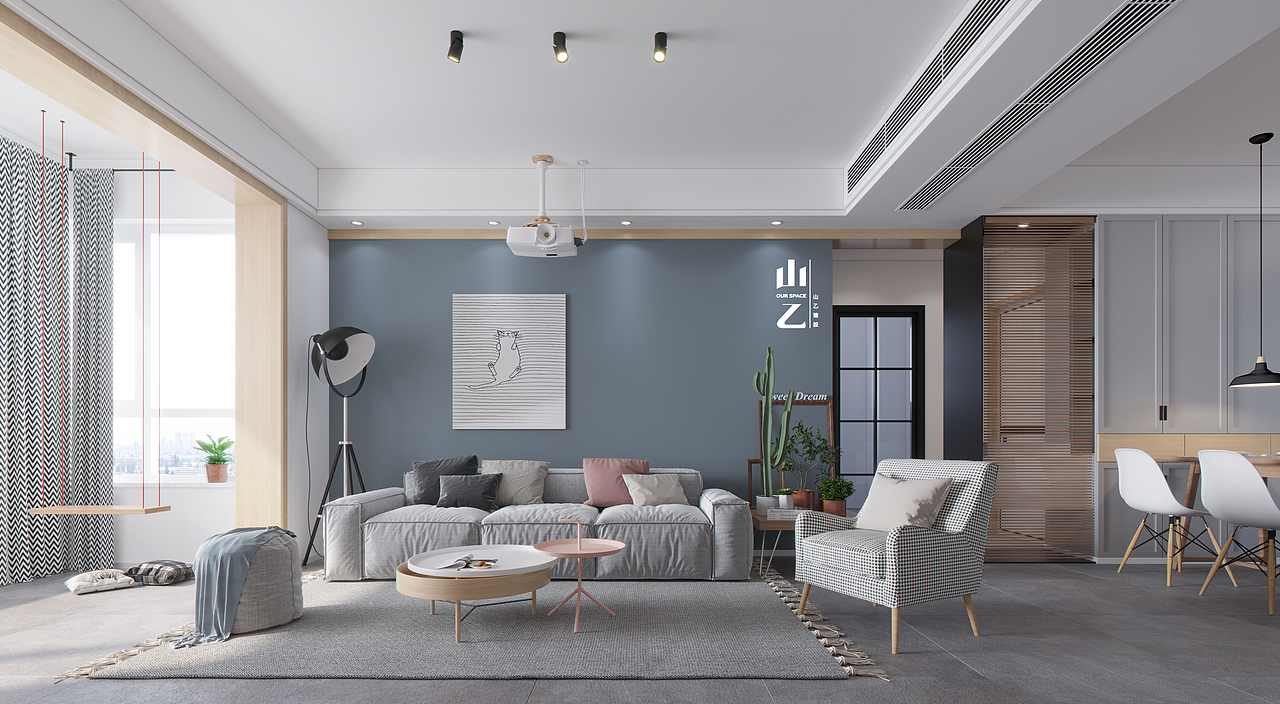 清凉一夏，小北欧平层（图ZMTE0Nzk1OTgw） - 家装设计 - 站酷设计师山乙建設Zzx原创素材 - 站酷ZCOOL