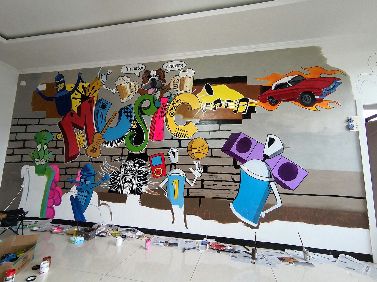 小滋公社墙绘|插画|新锐潮流插画|小柯手绘工作室_临摹作品-站酷zcool