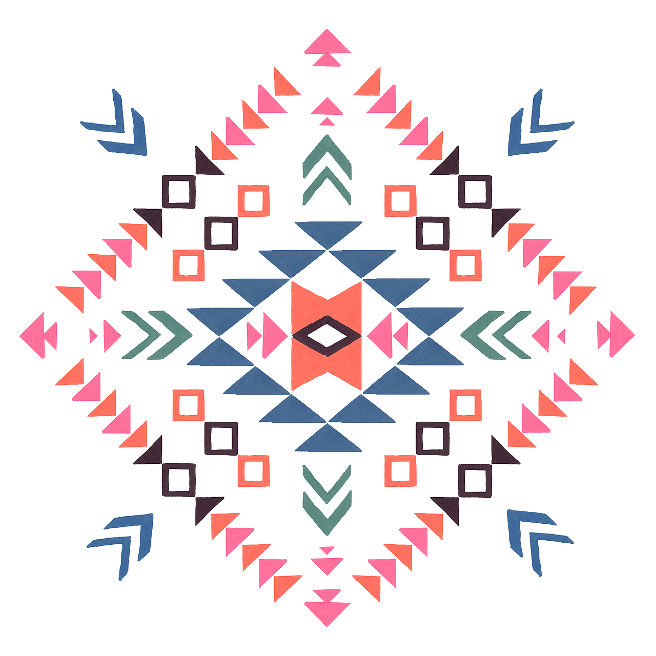 民族风手绘插画系列|平面|图案|山知设计_原创作品-站酷(zcool)