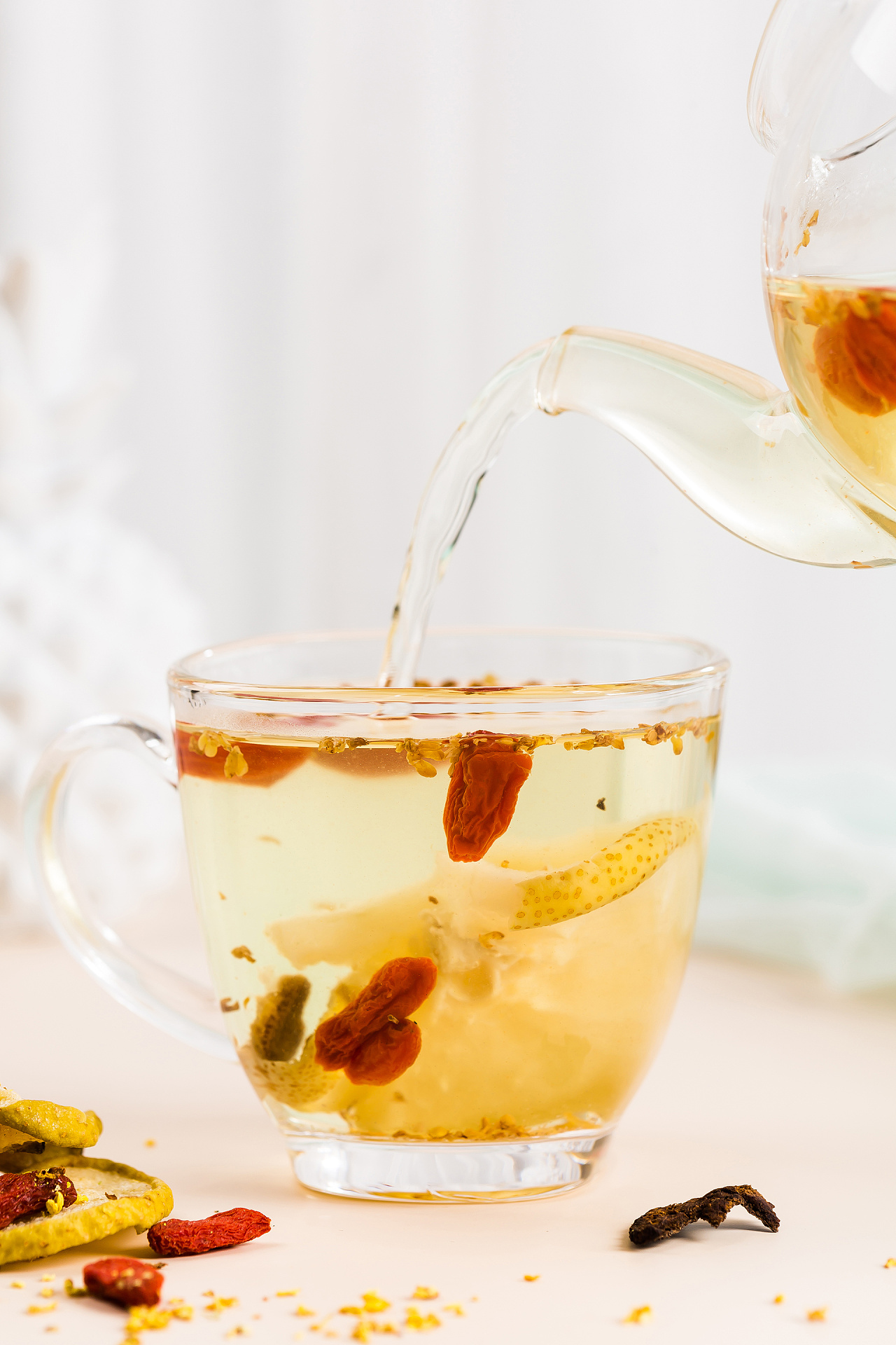 桂花雪梨茶拍摄 花茶拍摄