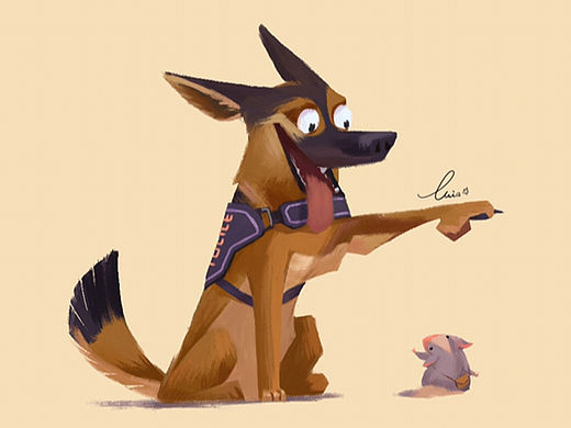 插画临摹～一只小警犬