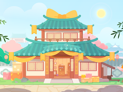 矢量卡通场景氛围