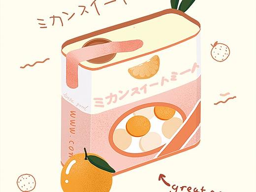 扁平风可爱日式零食插画 30张 原创清新商插/明信片
