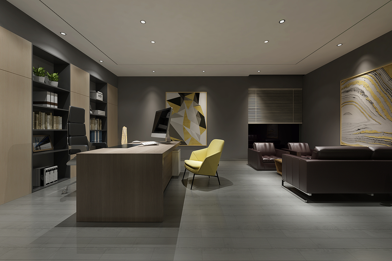 总经理办公室以经典的灰,白为主色调,加上以浅褐色为基础色,充满个性