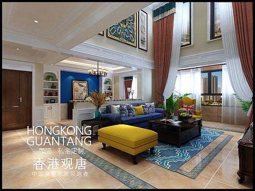 滕州观唐装饰-滕州六号苑300平美式风格装修效果图案例