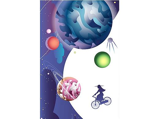 科技概念梦幻宇宙星空手绘插画