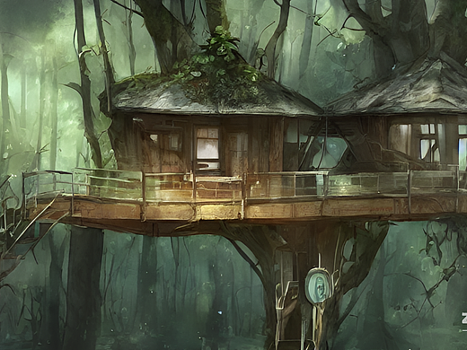 #AI创作实验室#树屋,水立方,球形,写实