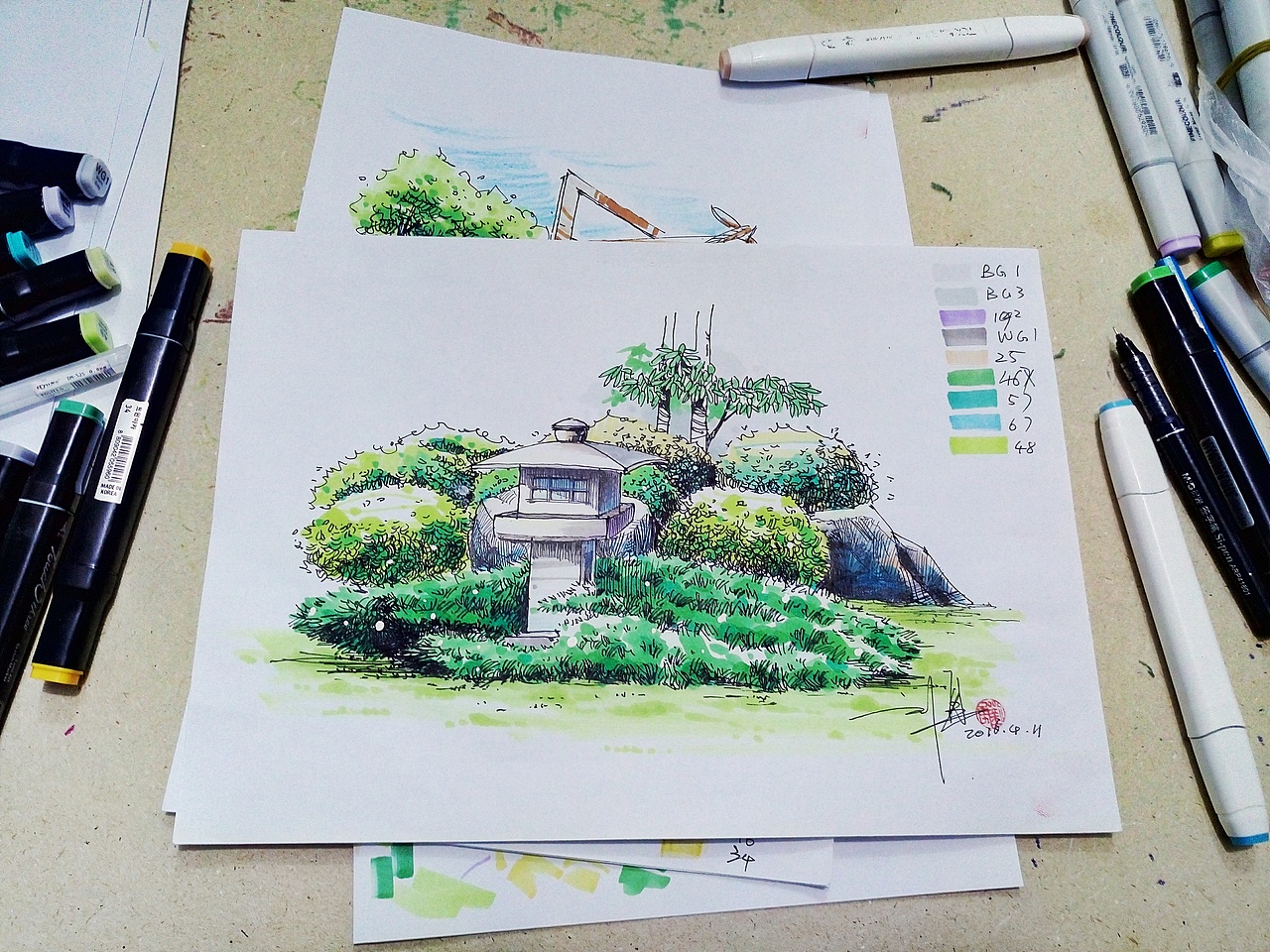 景观小品（图ZNjQzNjMwMjQ=） - 景观设计 - 站酷设计师刘勇手绘原创素材 - 站酷ZCOOL
