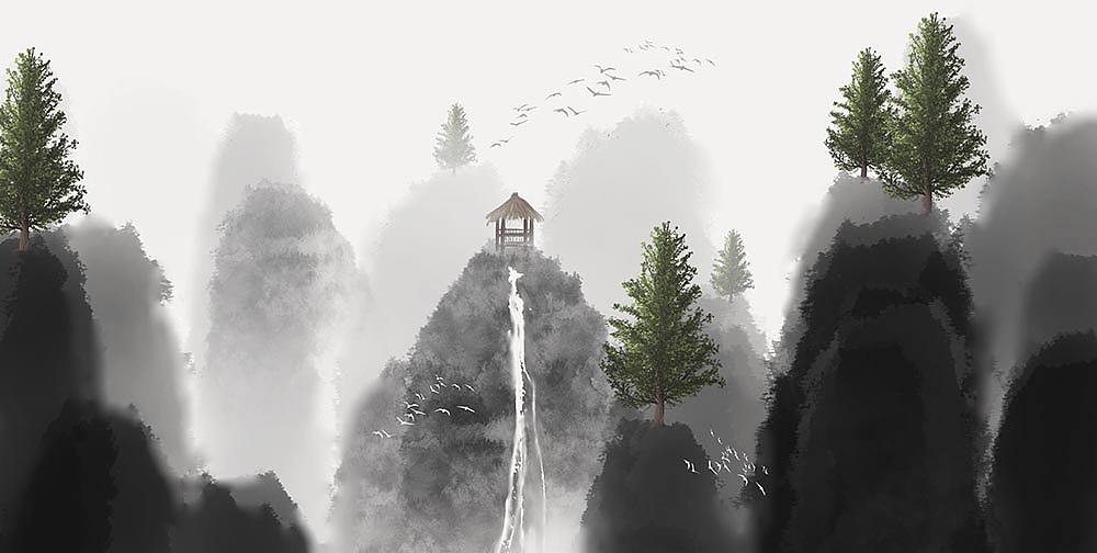 意境简约山水画（图ZMTk3NTAwMjk2） - 商业插画 - 站酷设计师心灵艺坊原创素材 - 站酷ZCOOL