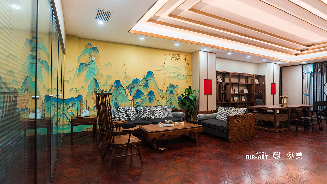商业国画青绿山水墙绘壁画（图ZMjg5Njg1MjI0） - 绘画 - 站酷设计师泓美墙绘HMBEE原创素材 - 站酷ZCOOL