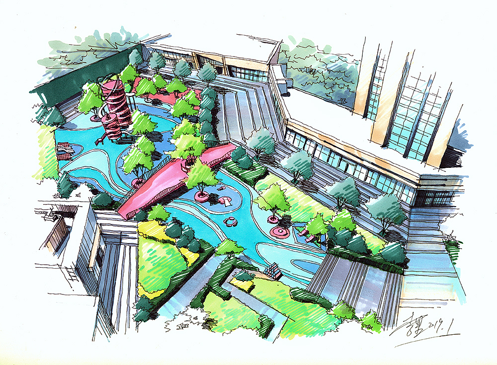 景观手绘（图ZMTQ0NDgyMTY4） - 绘画 - 站酷设计师画手会的老司机原创素材 - 站酷ZCOOL