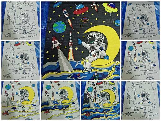 太空人上色过程（个人主页-ZNjg2NzU2MDA=） - 儿童插画 - 站酷设计师小助理810原创素材 - 站酷ZCOOL