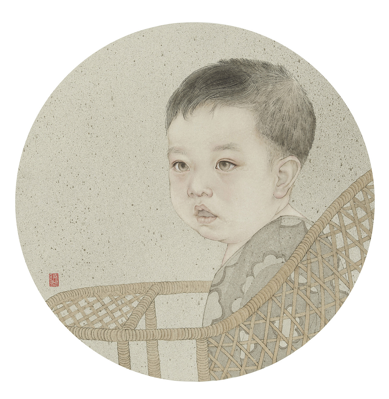 一组儿童肖像系列工笔画