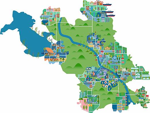 松原城市区域矢量地图