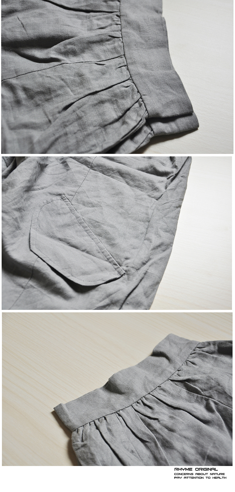 【韵文】RHYME原创立体图案平面服装设计 棉麻宽松低裆九分裤休闲裤