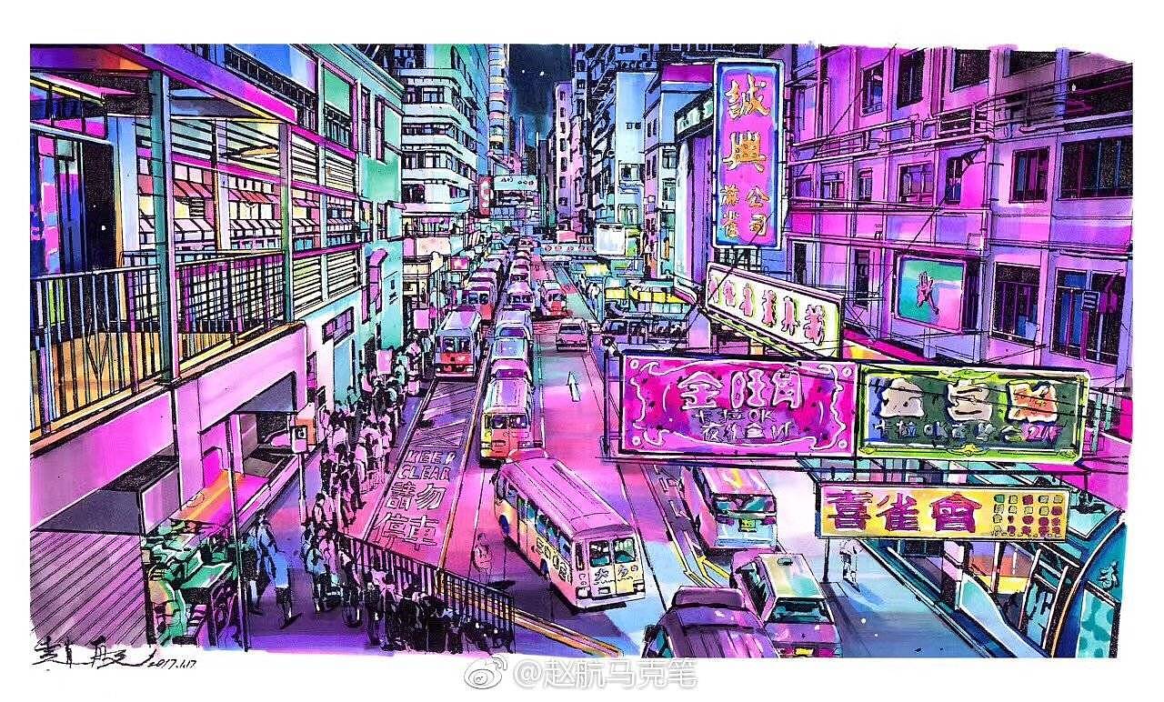 《香港》手绘合集|纯艺术|绘画|赵航马克笔 - 原创作品 - 站酷 (ZCOOL)