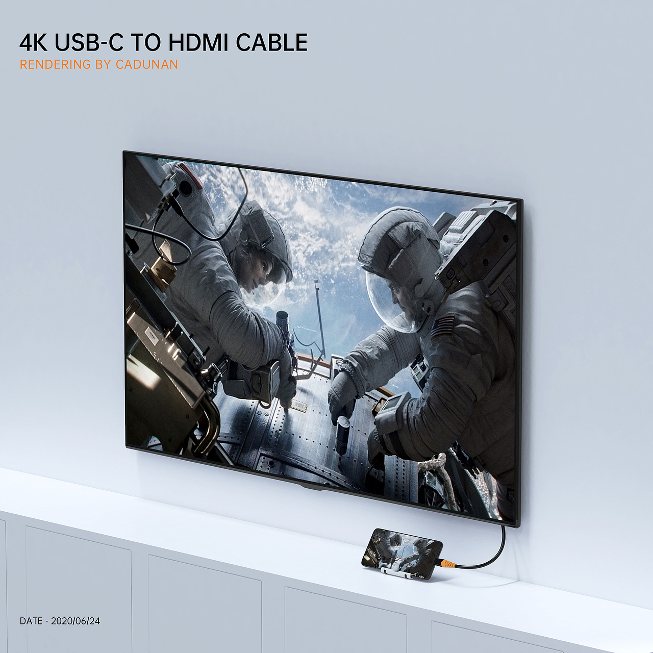 工作图集 - 4K USB-C 转 HDMI 数据线 投屏线