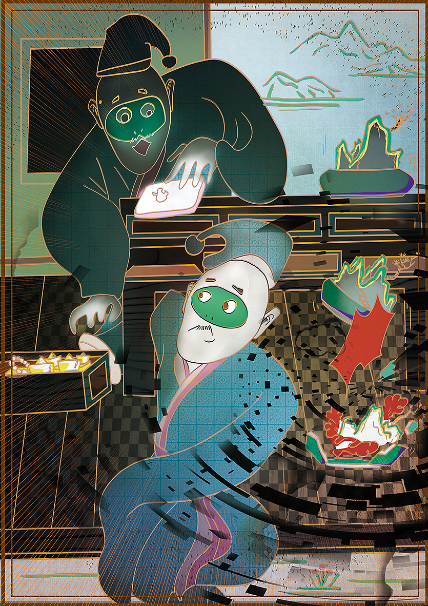 两组插画:倒霉的小偷/恋爱的犀牛