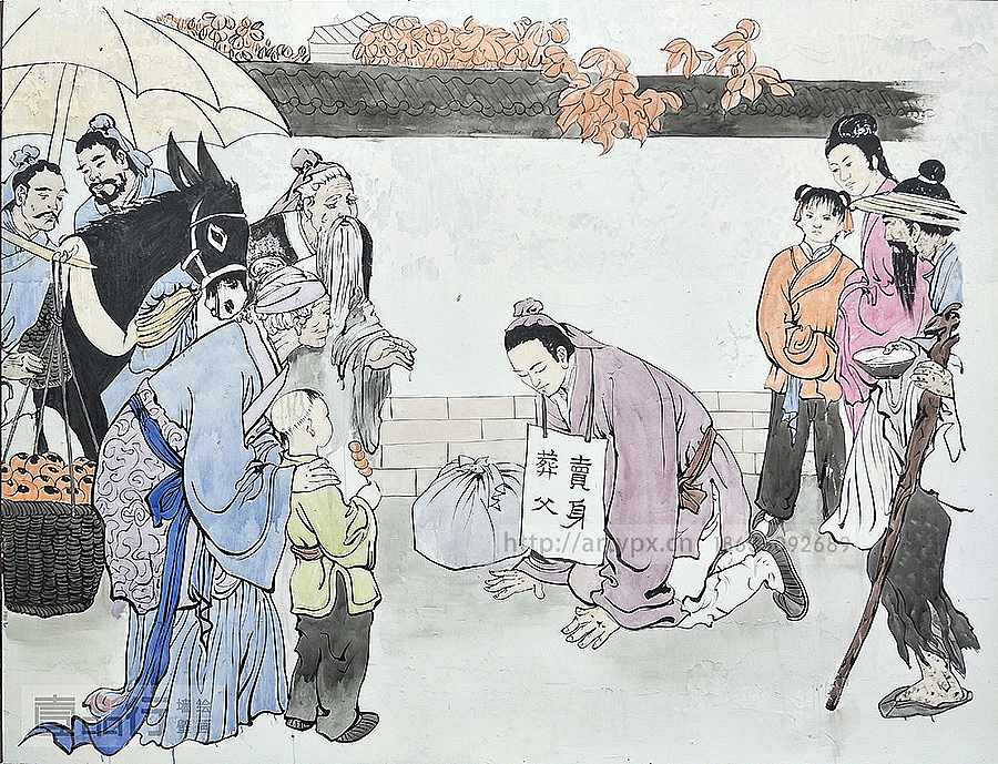 邢台墙绘二十四孝文化墙彩绘壁画国画人物彩绘